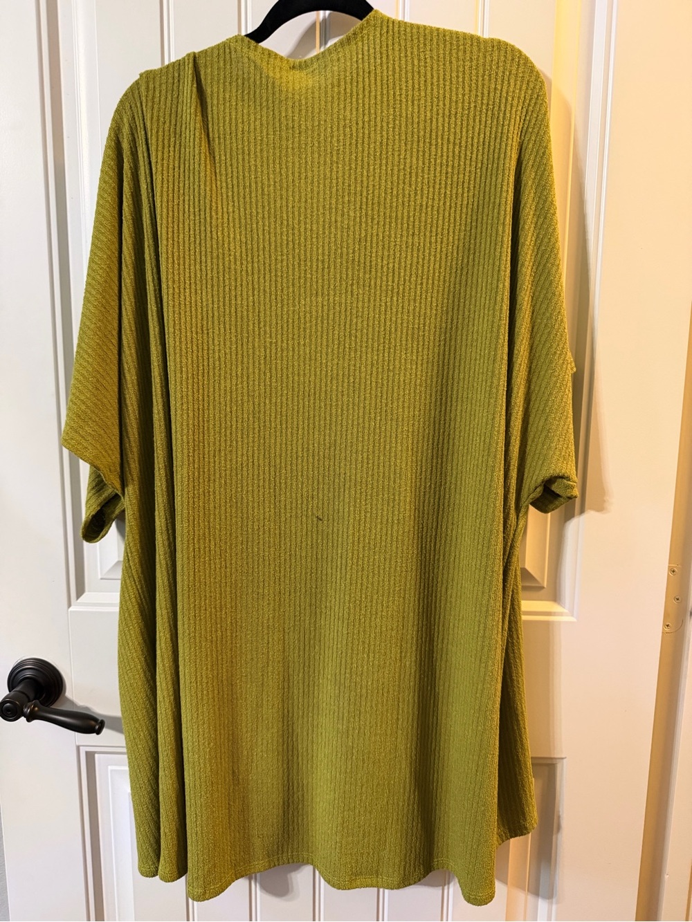 Olive Green Ribbed Open Cardigan - Picture 5 of 6